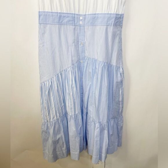 Veronica Beard Tilney Striped Jersey Paneled Cotton Poplin Midi Dress Large NWT - Picture 9 of 14